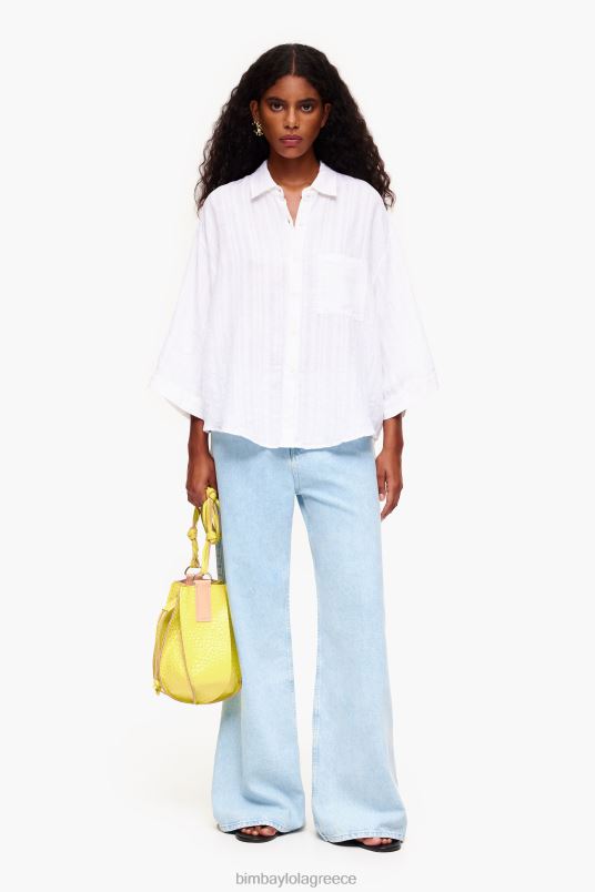 είδη ένδυσης Bimba Y Lola λινό πουκάμισο L2L28332 άσπρο