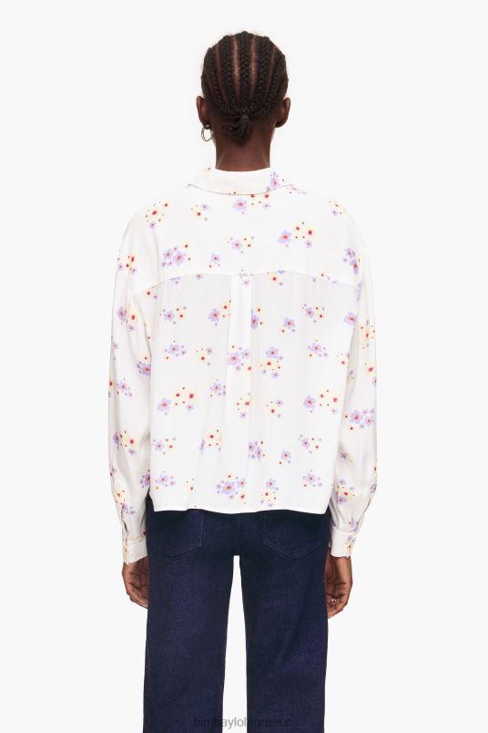 είδη ένδυσης Bimba Y Lola ακρυλικά λουλούδια με στάμπα κουτί πουκάμισο L2L28336 άσπρο
