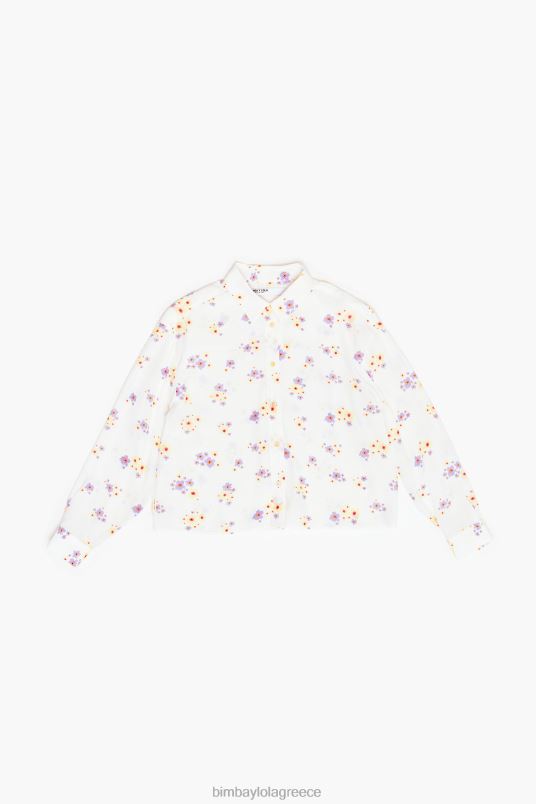 είδη ένδυσης Bimba Y Lola ακρυλικά λουλούδια με στάμπα κουτί πουκάμισο L2L28336 άσπρο