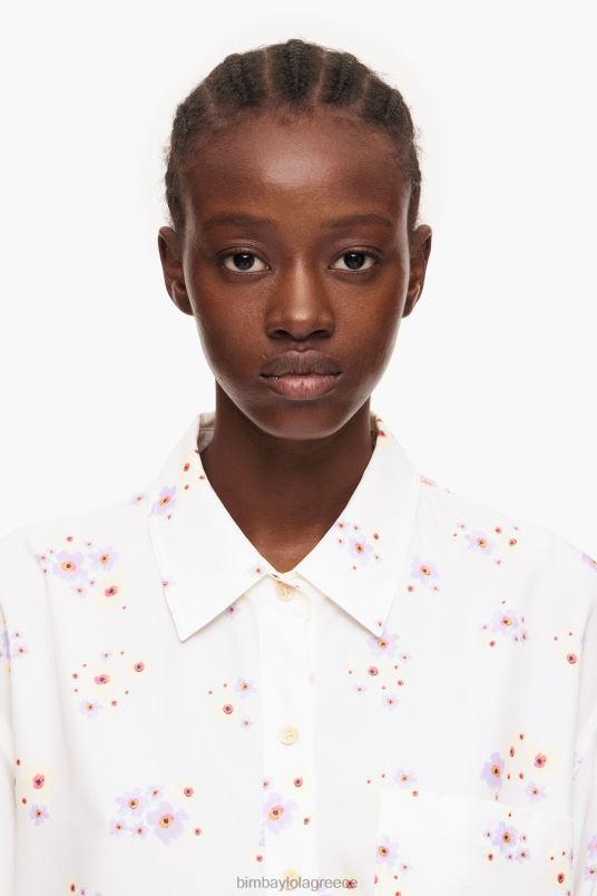 είδη ένδυσης Bimba Y Lola πουκάμισο με στάμπα με ακρυλικά λουλούδια L2L28337 άσπρο