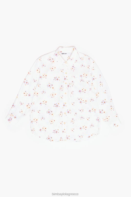 είδη ένδυσης Bimba Y Lola πουκάμισο με στάμπα με ακρυλικά λουλούδια L2L28337 άσπρο