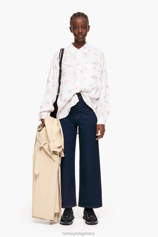 είδη ένδυσης Bimba Y Lola πουκάμισο με στάμπα με ακρυλικά λουλούδια L2L28337 άσπρο