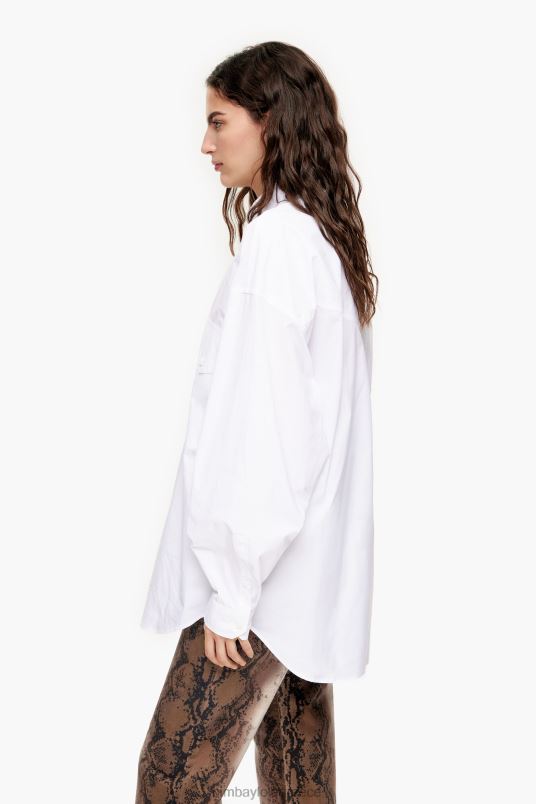 είδη ένδυσης Bimba Y Lola Ποπλίνα oversize πουκάμισο L2L28333 άσπρο