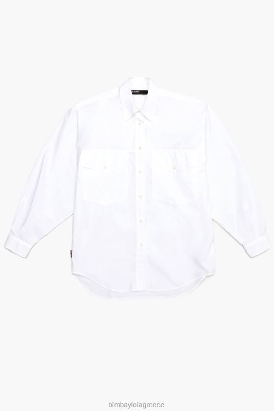 είδη ένδυσης Bimba Y Lola Ποπλίνα oversize πουκάμισο L2L28333 άσπρο