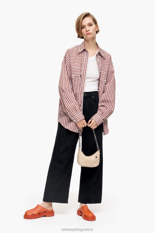 είδη ένδυσης Bimba Y Lola Ποπλίνα oversize πουκάμισο L2L28335 καφέ