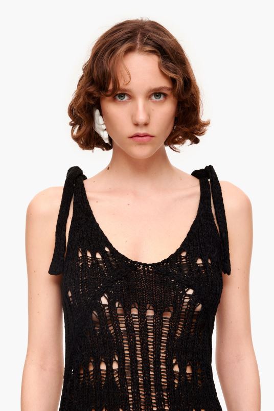 είδη ένδυσης Bimba Y Lola μακρύ φόρεμα με κροσέ L2L28175 μαύρος