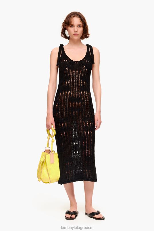 είδη ένδυσης Bimba Y Lola μακρύ φόρεμα με κροσέ L2L28175 μαύρος