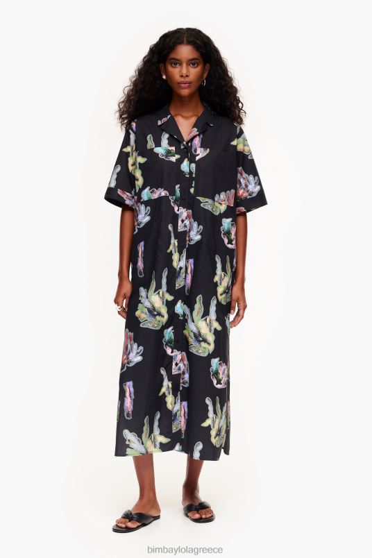 είδη ένδυσης Bimba Y Lola φόρεμα πουκάμισο με κοραλί στάμπα L2L28182 γκρί