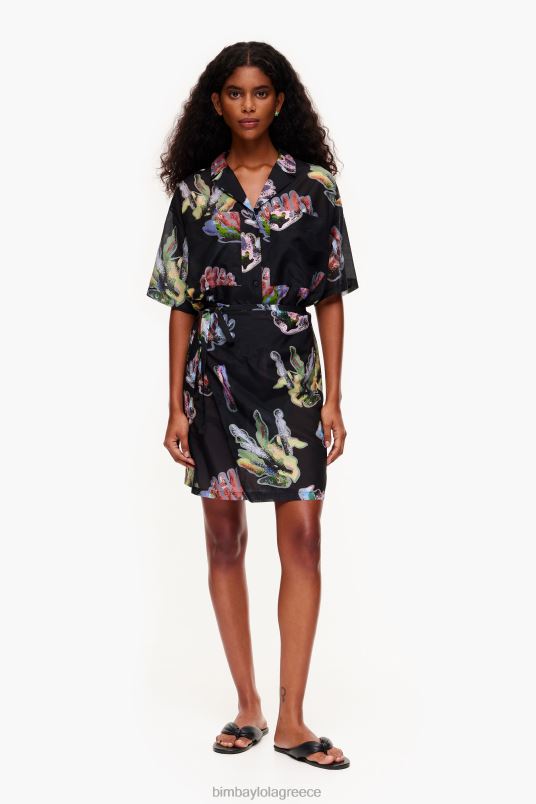 είδη ένδυσης Bimba Y Lola Φόρεμα σαρόνγκ με κοραλί στάμπα L2L28185 γκρί