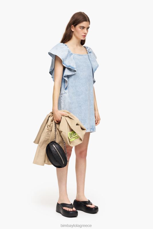 είδη ένδυσης Bimba Y Lola ελαφρύ τζιν μίνι φόρεμα L2L28213 μπλε
