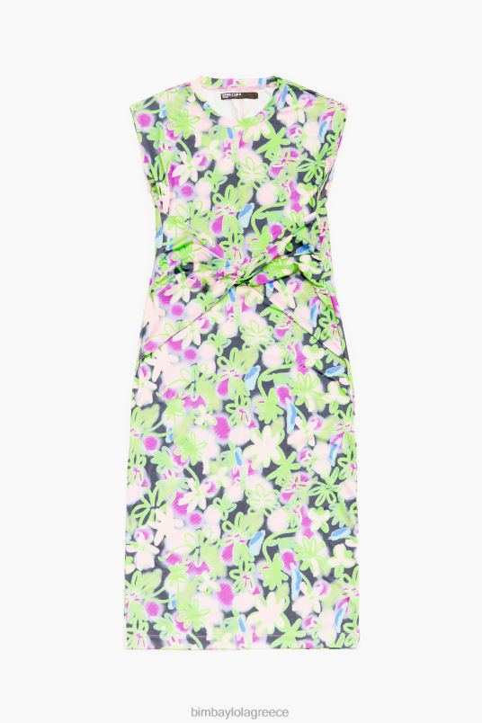 είδη ένδυσης Bimba Y Lola λουλούδια γκράφιτι με στάμπα εφαρμοστό μίντι φόρεμα L2L28215 πασχαλιά