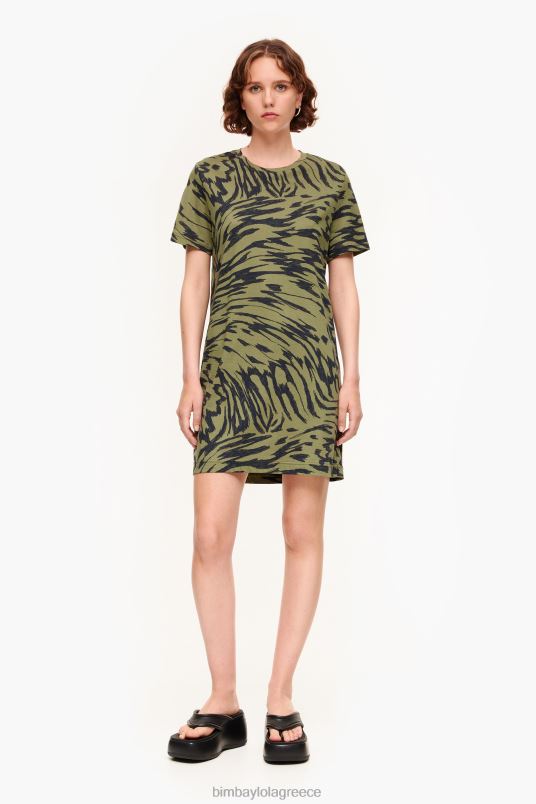 είδη ένδυσης Bimba Y Lola κοντό δίχρωμο φόρεμα με φτερούγες πεταλούδας L2L28220 χακί