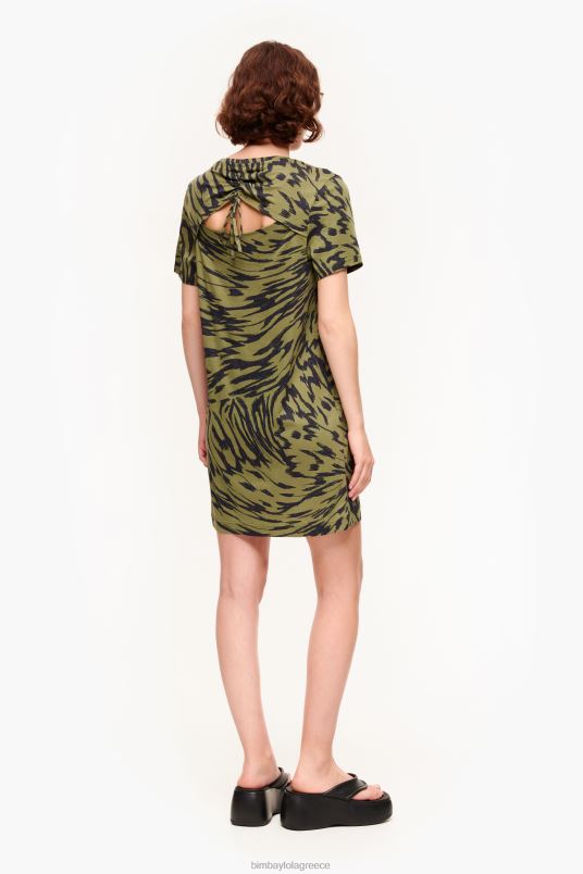 είδη ένδυσης Bimba Y Lola κοντό δίχρωμο φόρεμα με φτερούγες πεταλούδας L2L28220 χακί