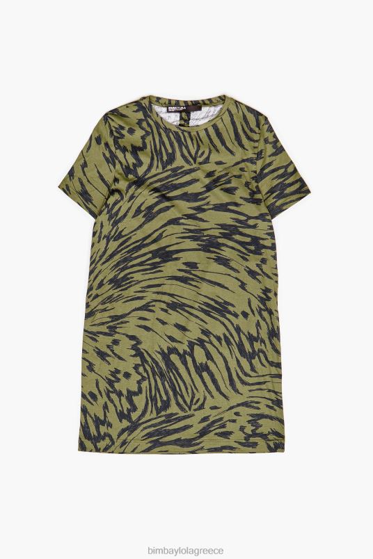 είδη ένδυσης Bimba Y Lola κοντό δίχρωμο φόρεμα με φτερούγες πεταλούδας L2L28220 χακί