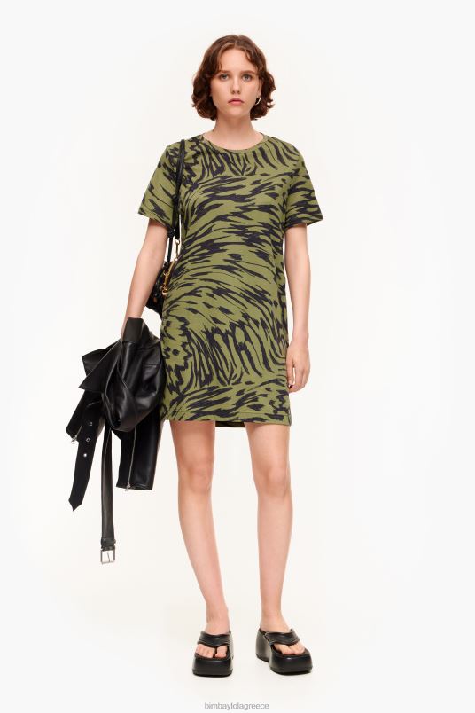 είδη ένδυσης Bimba Y Lola κοντό δίχρωμο φόρεμα με φτερούγες πεταλούδας L2L28220 χακί