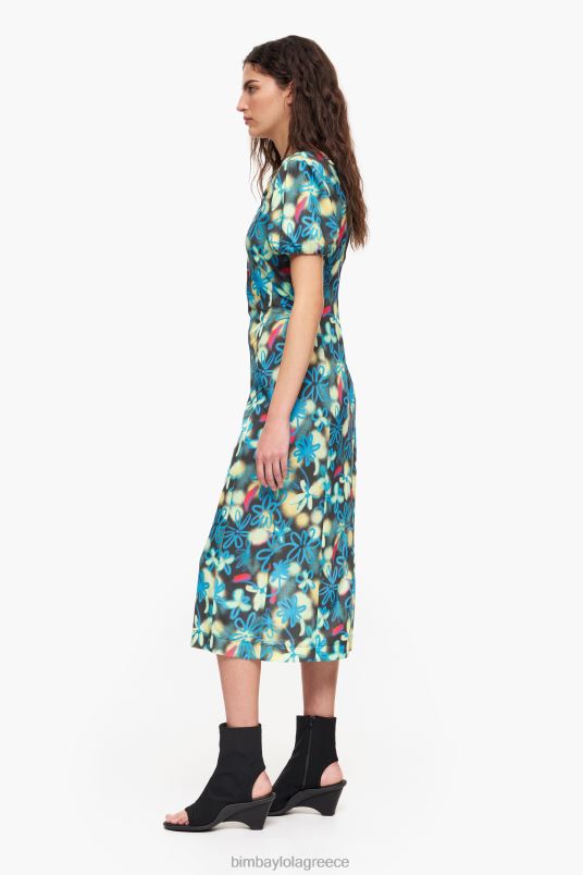 είδη ένδυσης Bimba Y Lola λουλούδια στάμπα υγρό μίντι φόρεμα L2L28232 γκράφιτι