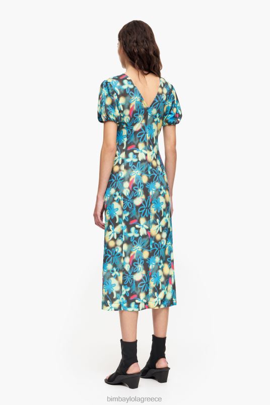 είδη ένδυσης Bimba Y Lola λουλούδια στάμπα υγρό μίντι φόρεμα L2L28232 γκράφιτι