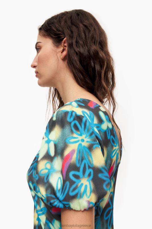 είδη ένδυσης Bimba Y Lola λουλούδια στάμπα υγρό μίντι φόρεμα L2L28232 γκράφιτι