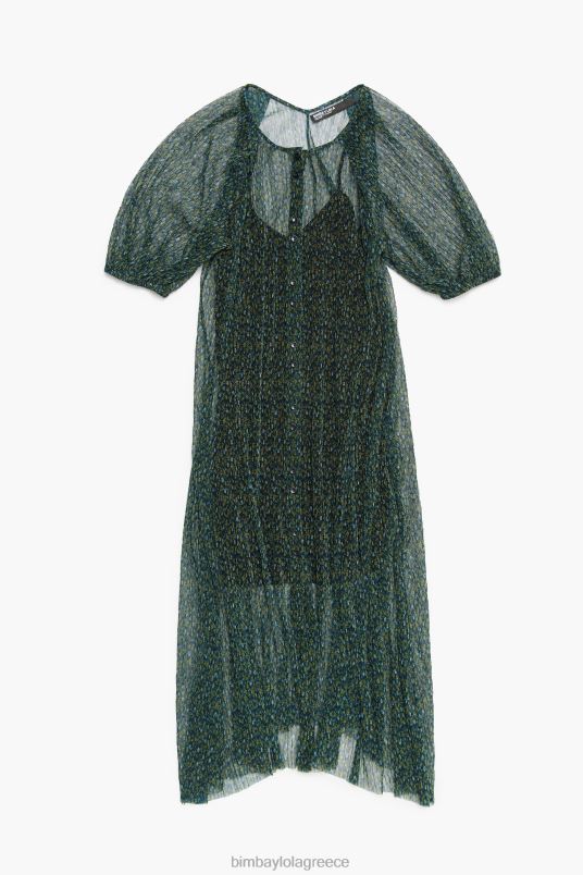 είδη ένδυσης Bimba Y Lola Μίντι φόρεμα με ρομαντικά λουλούδια L2L28236 πράσινος