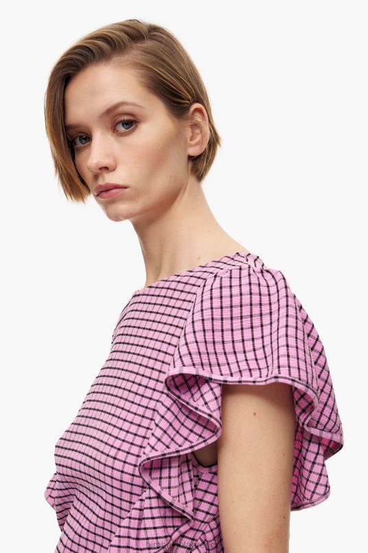 είδη ένδυσης Bimba Y Lola καρό εφαρμοστό μίνι φόρεμα L2L28238 ροζ