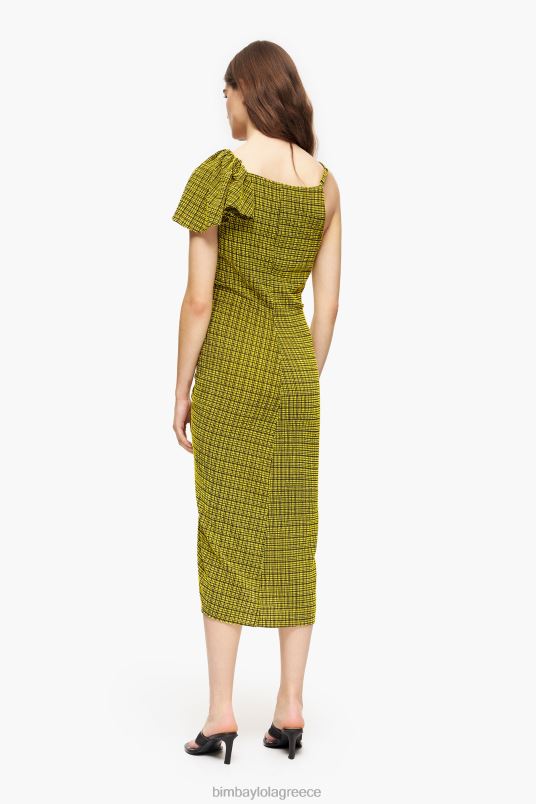 είδη ένδυσης Bimba Y Lola ρευστό μίντι τετράγωνα φορέματος L2L28240 κίτρινος