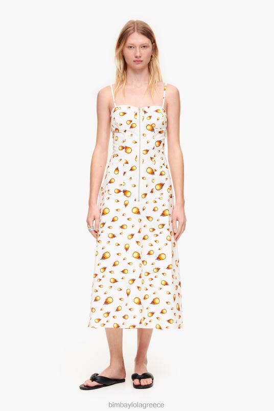 είδη ένδυσης Bimba Y Lola μάξι φόρεμα fire print L2L28197 άσπρο
