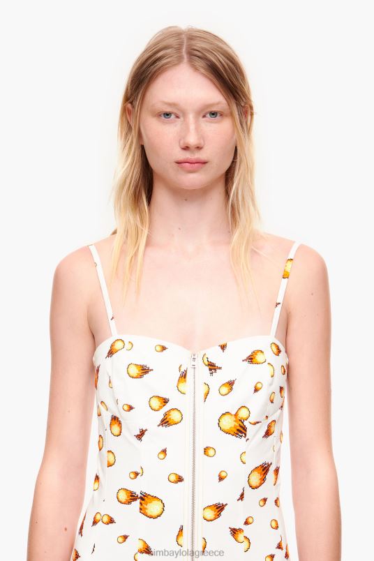 είδη ένδυσης Bimba Y Lola μάξι φόρεμα fire print L2L28197 άσπρο