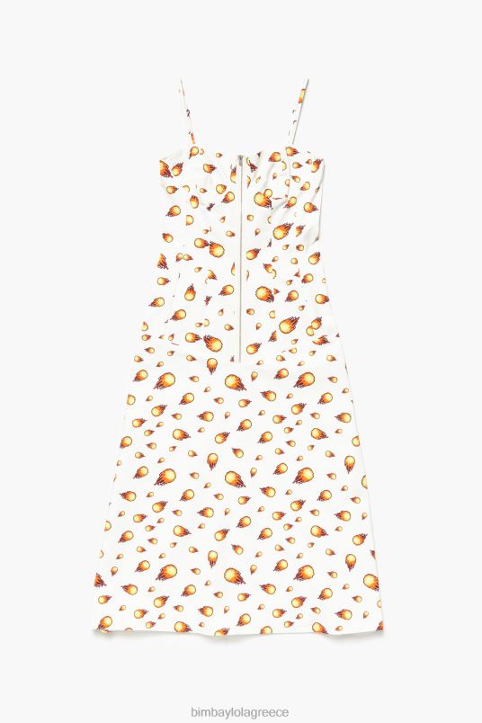 είδη ένδυσης Bimba Y Lola μάξι φόρεμα fire print L2L28197 άσπρο