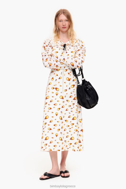 είδη ένδυσης Bimba Y Lola μάξι φόρεμα fire print L2L28197 άσπρο