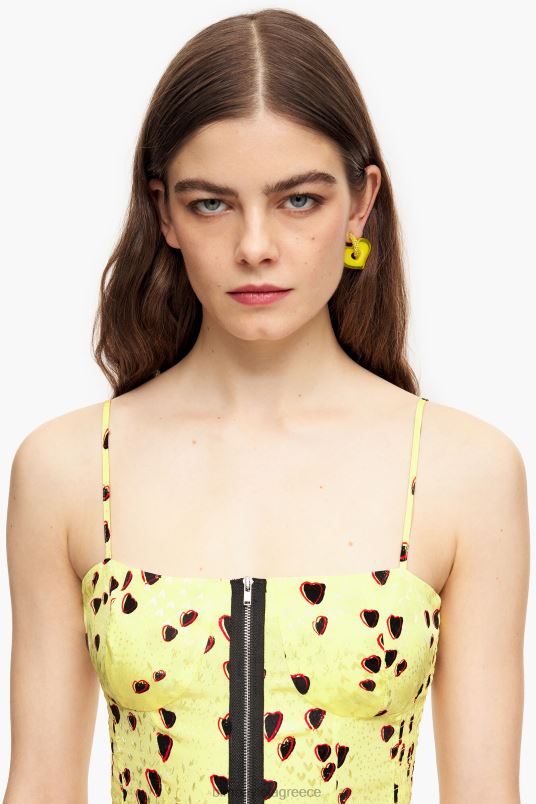 είδη ένδυσης Bimba Y Lola midi slip φόρεμα με μικρές καρδιές L2L28222 κίτρινος