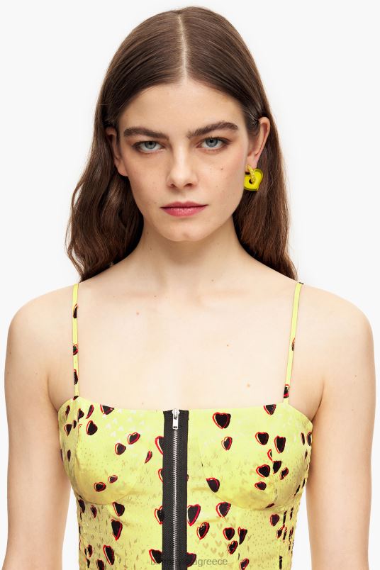 είδη ένδυσης Bimba Y Lola midi slip φόρεμα με μικρές καρδιές L2L28223 κίτρινος