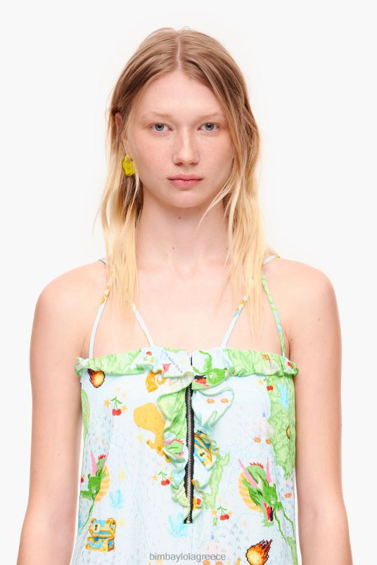 είδη ένδυσης Bimba Y Lola ρευστό φόρεμα με print game vigo L2L28196 μπλε