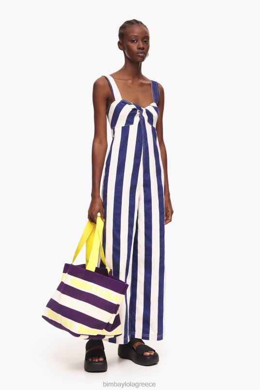 είδη ένδυσης Bimba Y Lola τζιν ριγέ ολόσωμη φόρμα L2L28212 μπλε