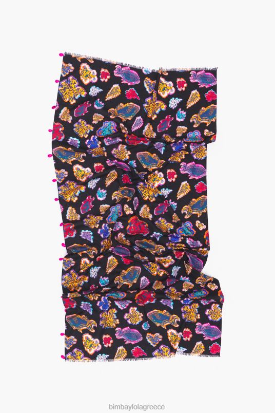 είδη ένδυσης Bimba Y Lola κοντό βαμβακερό θαλασσινό σαρόνγκ ψαριού L2L281207 μαύρος