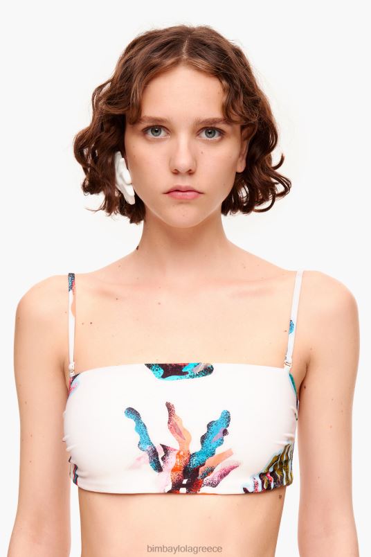 είδη ένδυσης Bimba Y Lola κοραλί στάμπα μπικίνι L2L28879 άσπρο